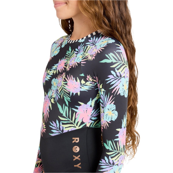 2026 Roxy Junior Roxy Active Traje De Surf De Manga Larga ERGWR03485 - Anthracite Aquarella Active Rg